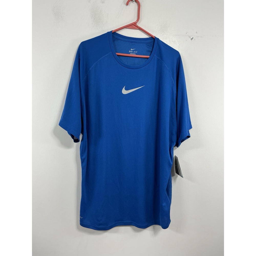 Mens New Nike Dri Fit Short Sleeve Pullover T Shirt XXL Blue